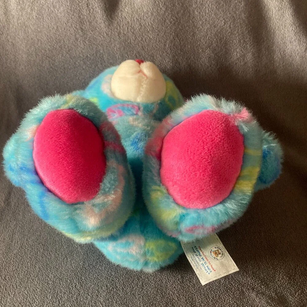 Build A Bear 14” Light Blue Peace Sign Bear Plush